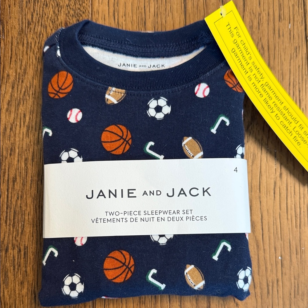 Brand-New Janie and Jack Navy Sports Print Sleepwear Set